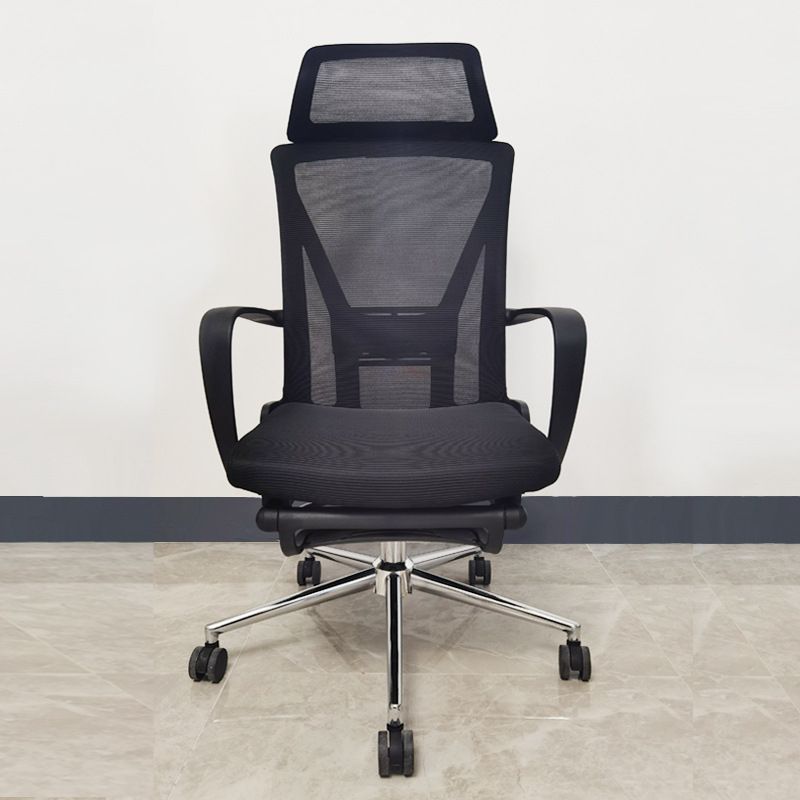 Modern Slide Office Chair Black Adjustable Seat Height Fixed Arms Desk Chair with Wheels