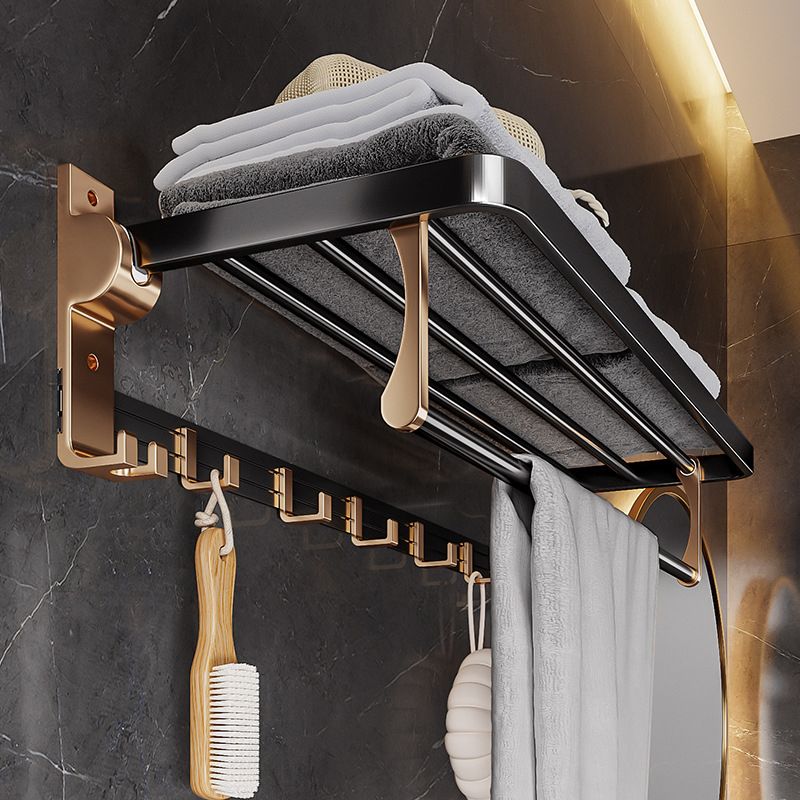 Black & Brass Bathroom Hardware Set Modern Stainless Bath Shelf/Towel Bar/Paper Holder