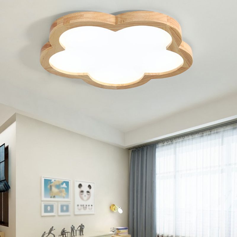 Wood Flower Flush Mount Lights Contemporary Style 1 Light Flush Mount Fixture