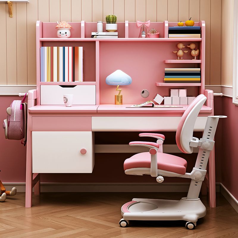 Solid Wood Kids Desk Writing Desk and Chair Set with Drawers Kids Desk