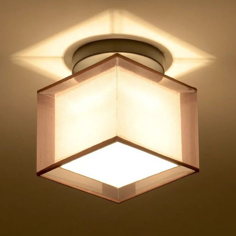 Fabric Geometric Shape Flush Mount Lights Modern 1 Light Flush Mount Light Fixtures