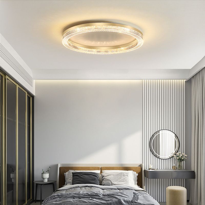 Single White/Golden Flush Mount Lighting Round Ceiling Light for Bedroom