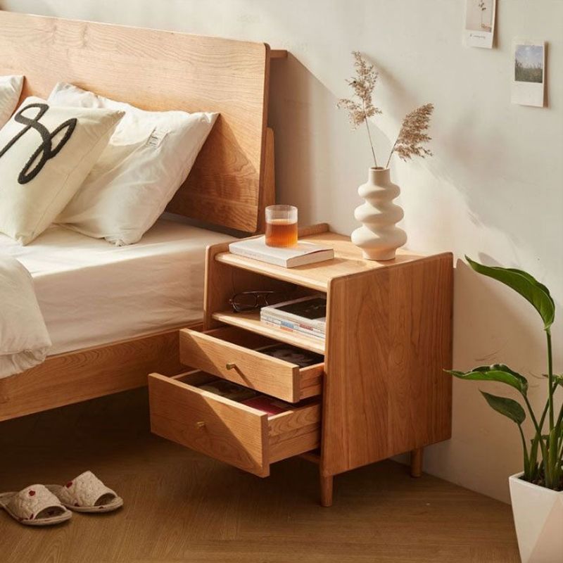 Contemporary Bedside Cabinet Solid Wood Night Table for Bedroom