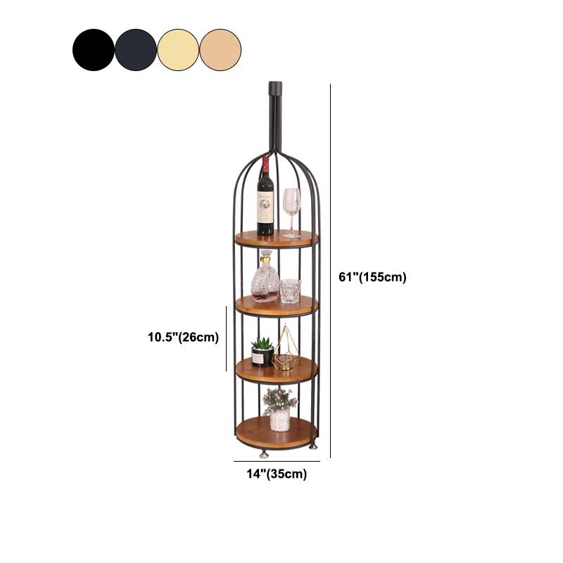 Luxury Metal Wine Holder Rack Round Floor Wine Racks with Shelf