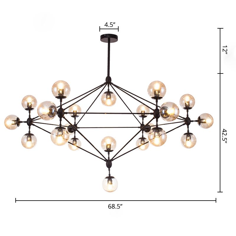 Schwarzes Diamantgitter Kronleuchter Industrial Braun Glass Wohnzimmer Federung Beleuchtung