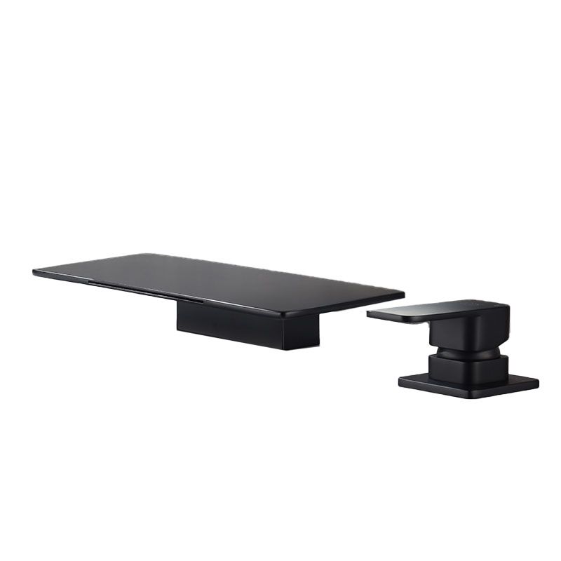 Square Brass Tub Faucet in Black with Single Handle Bathroom Faucet