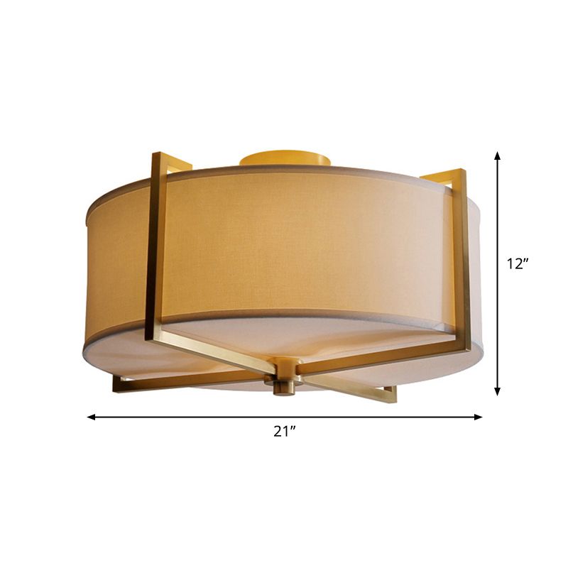 5 lumières Round / Square Flush Mount LAMPE RUSTIC WHITE TASH PLADIER LIGHT DESSION AVEC BRACE X EN BRASS