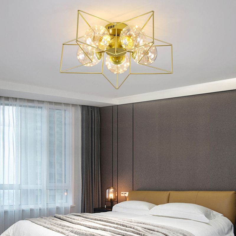 Star Shape Metal Flush Ceiling Light Modern 5 Lights Flush Mount Light Fixture