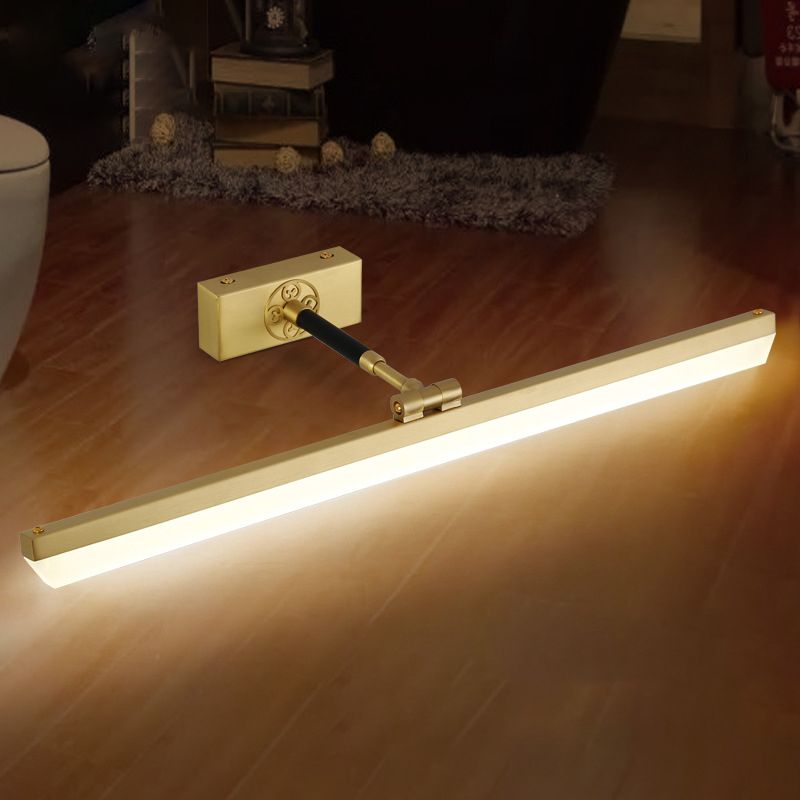 Accesorios de iluminación de tocador lineal modernos Iluminación de pared de cobre con sombra acrílica