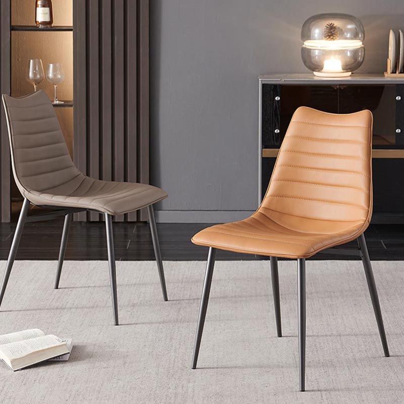 Modern Style Dining Chair Armless Chair with Metal Legs for Kitchen