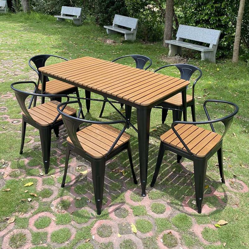 Modern Waterproof Geometric Courtyard Table Wood Outdoor Table