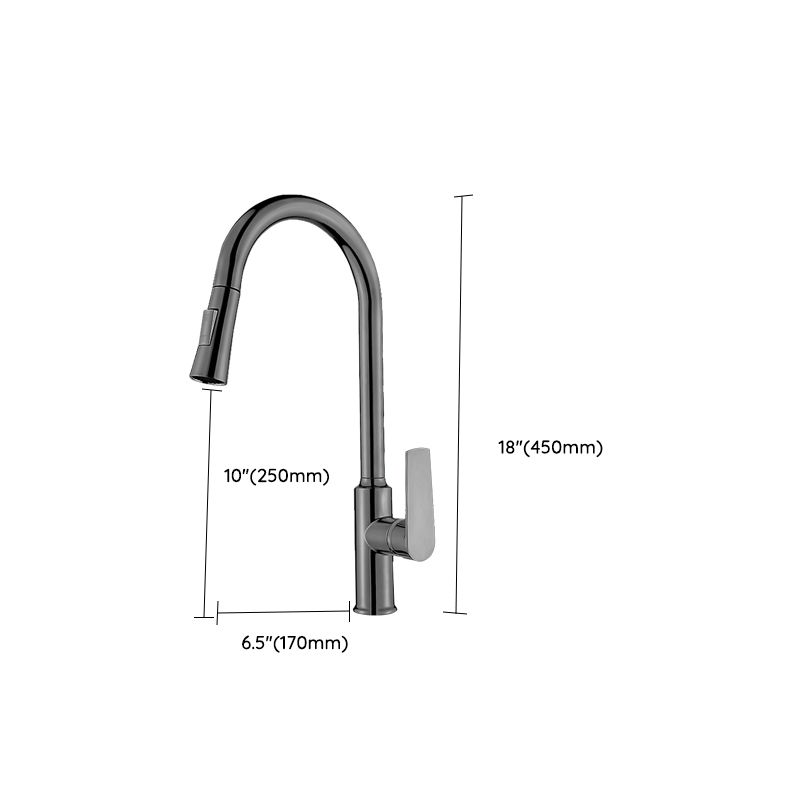 Modern Style Kitchen Faucet Copper Lever Handle Gooseneck Kitchen Faucet