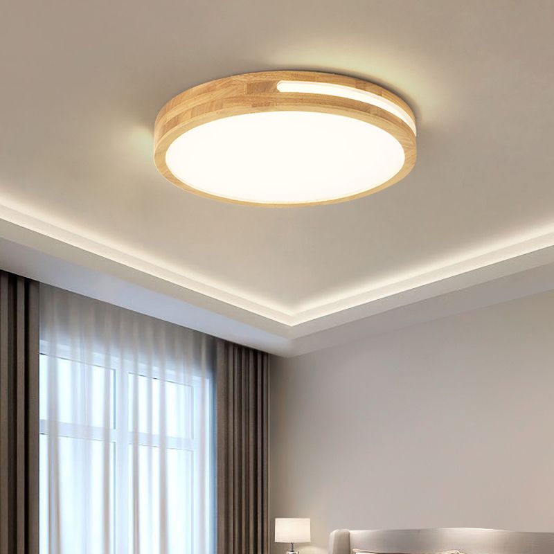 Wood Flush Mount Geometric Light Contemporary Flush for Bedroom