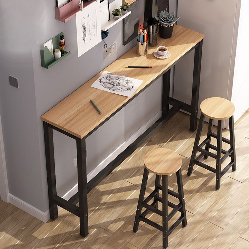 Contemporary Faux Wood Pub Table Matte Finish Home Bar Table