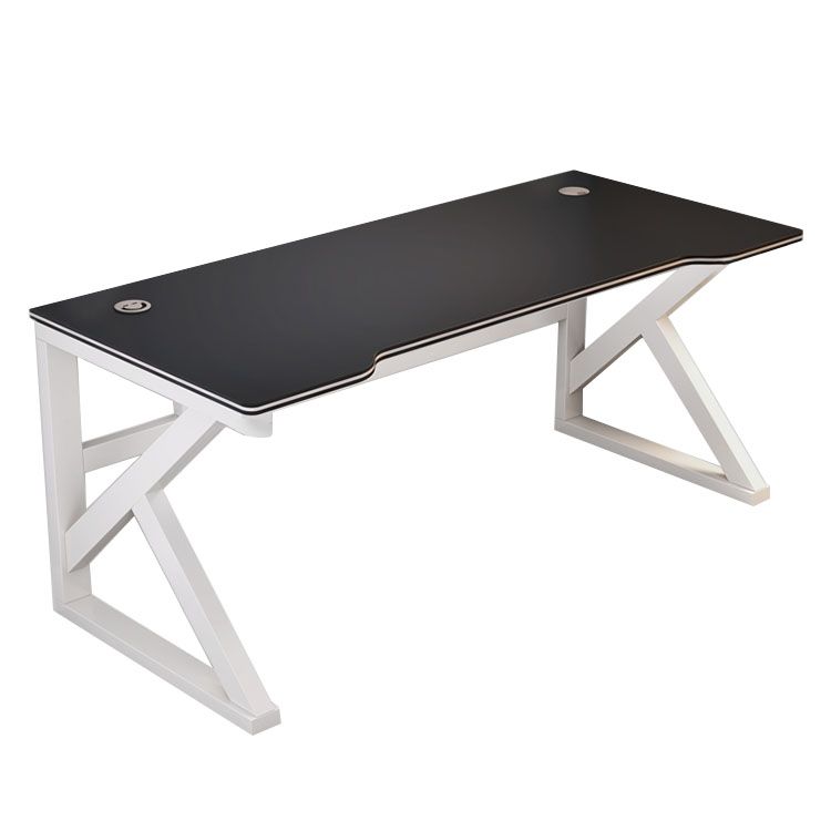 Modern Style Computer Desk Rectangular Shaped Task Desk in White/Black for Home