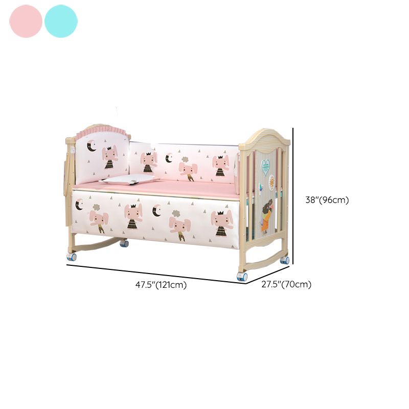 Scandinavian Wooden Nursery Bed Under Crib Storage with Wheels