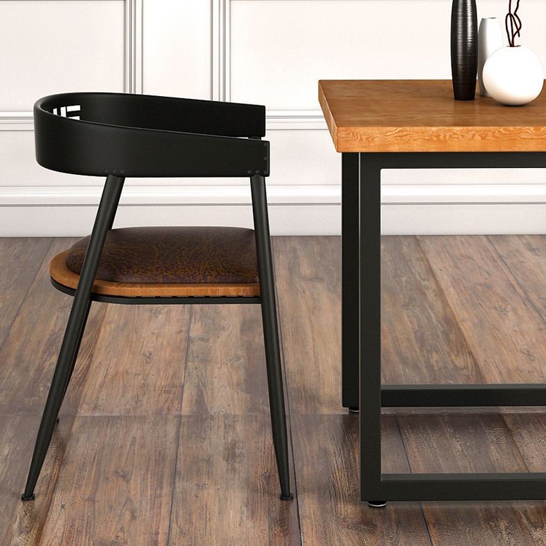 Industrial Square Dining Table Pine Solid Wood Table with Black Double Pedestal