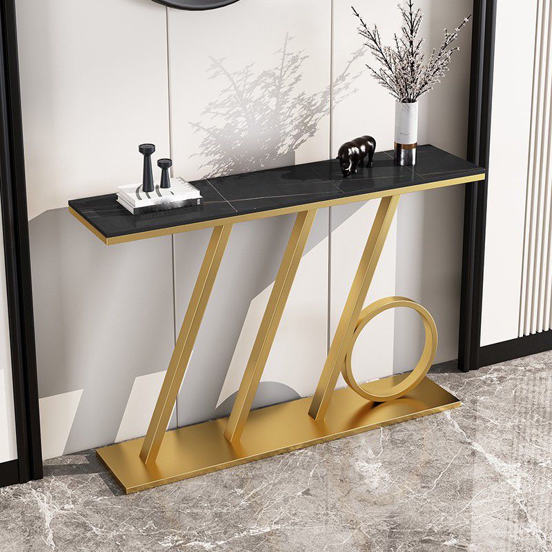 Scratch Resistant Glam Marble/metal Rectangle Console Table for Hall