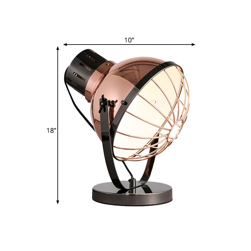 Rose Gold Bowl Night Lamp Factory Iron 1-Bulb Schlafzimmer Nachttisch Beleuchtung mit Drahtschutz