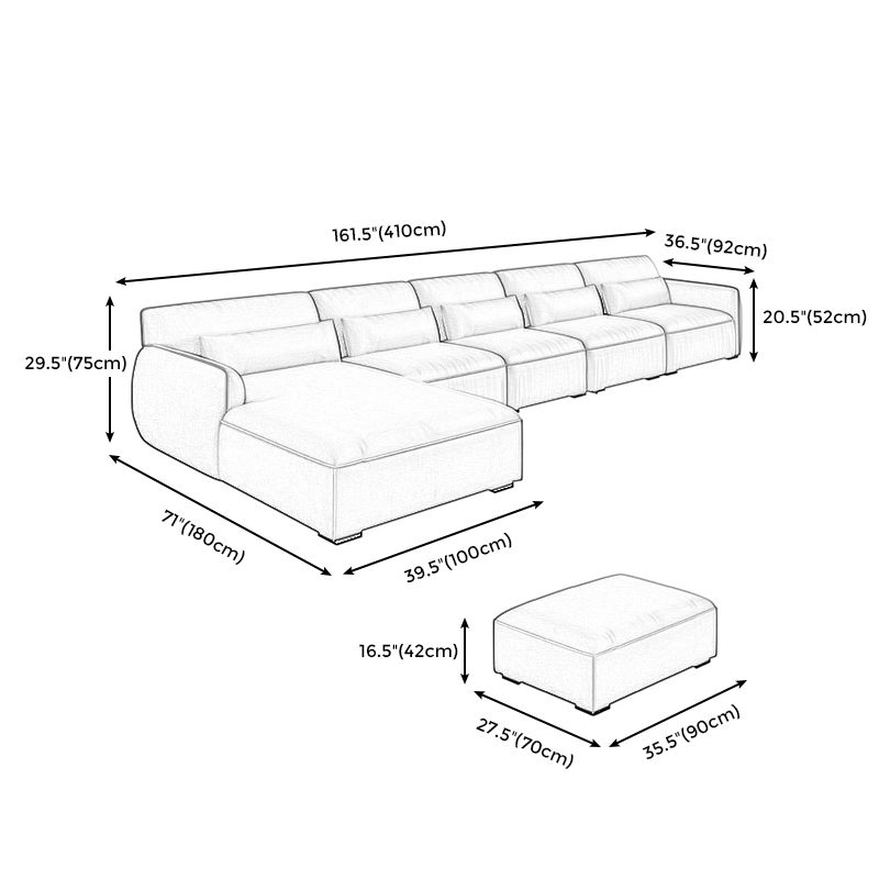 Scandinavian Tan Faux Leather Straight Arm Sofa/Sectionals with Stain-Resistant