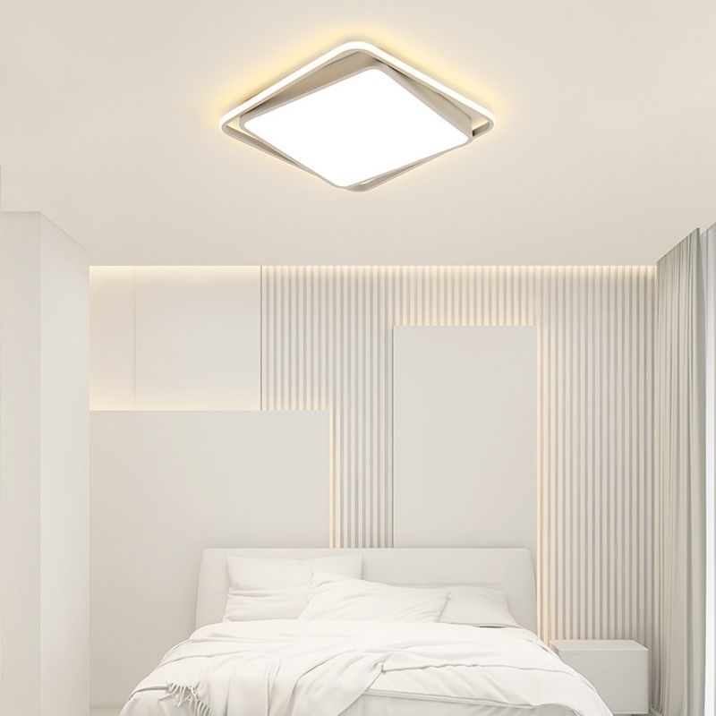 Single Modern White Flush Mount Lighting LED Ceiling Light for Living Room