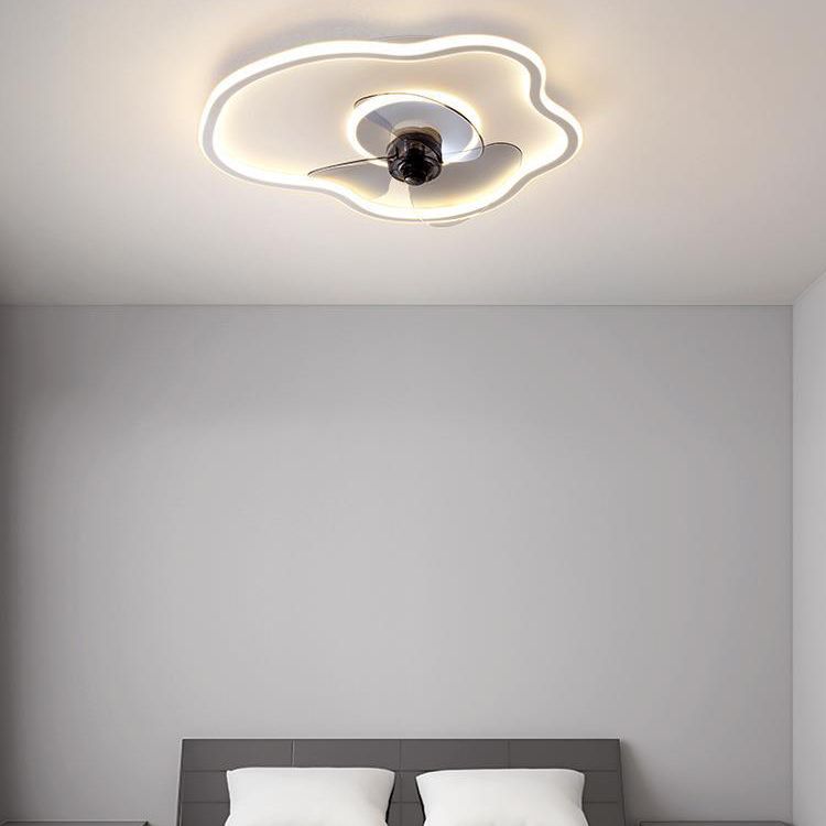 2-Light Modernism White Ceiling Fan Lamp Unique Acrylic Ceiling Fan Light