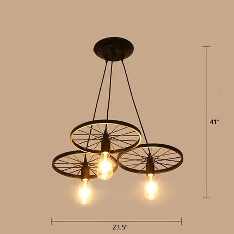 Wheel Shaped Pendulum Light Industrial Metal Commercial Pendant Lighting for Restaurant