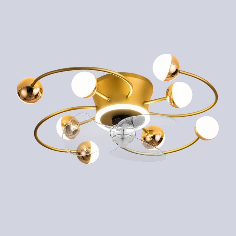 Black / Brass Ceiling Fan Light 9 - Light LED Modernism Fan Lighting Fixture