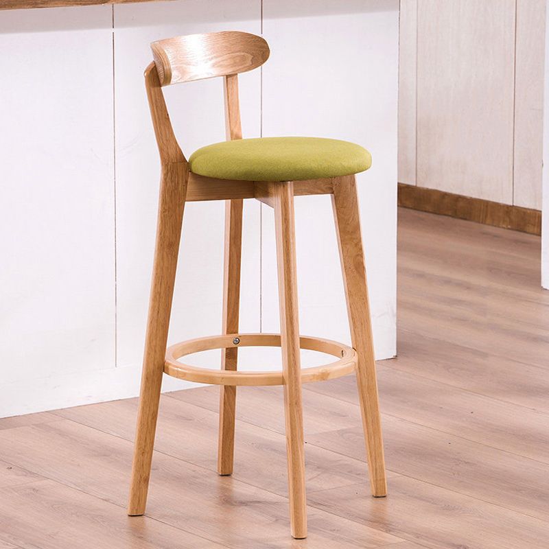 Scandinavian Dessert Shop Beech Stool Matte Finish Upholstered Bar Stools