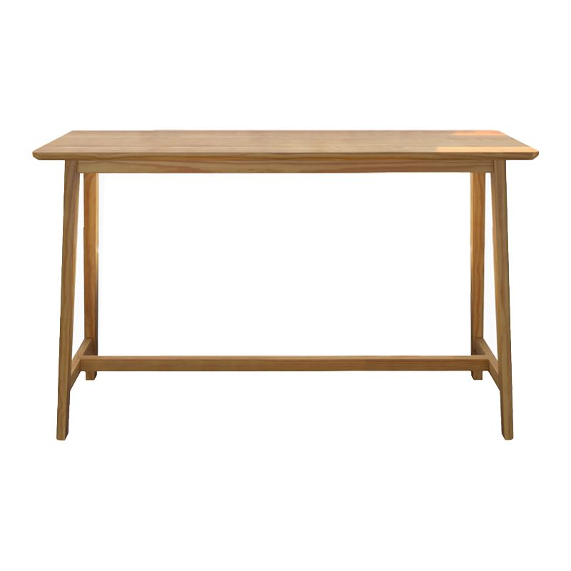 Rectangular Pine Wood Top Bar Table Modern Bar Table with Trestle Base in Nature