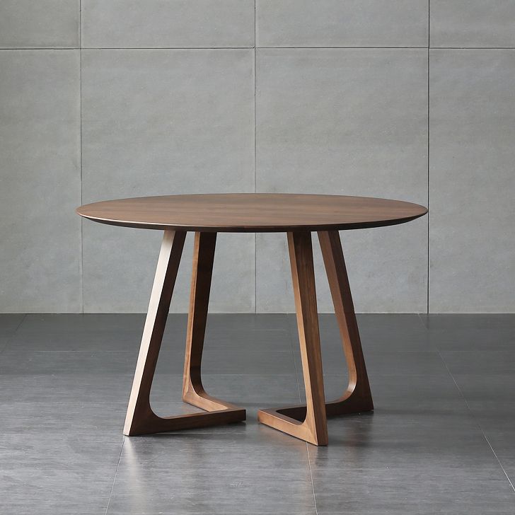 Modern Round Shape Solid Wood Dining Table Kitchen Standard Dining Table with Double Pedestal