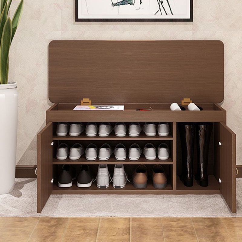 Modern Entryway Bench Wooden Seating Bench with Shoe Storage , 14" W