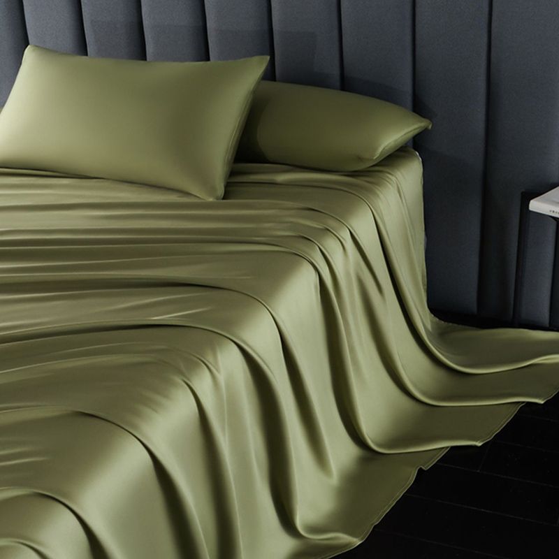 Satin Bed Sheet Solid Color Soft Skin-friendly Non-pilling Bed Sheet Set