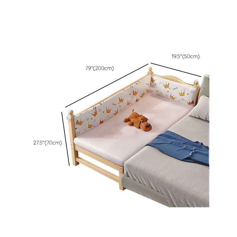 Scandinavian Washed Natural Nursery Bed Solid Wood with Guardrail