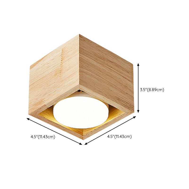 Square Shape Flush Mount Modern Style Metal 1/2/4 Lights Flush Ceiling Light in Log Color