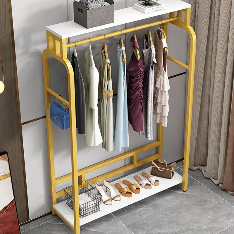 Modern Metal Entryway Kit Hanging Rail and 2 Storage Shelving Coat Hanger