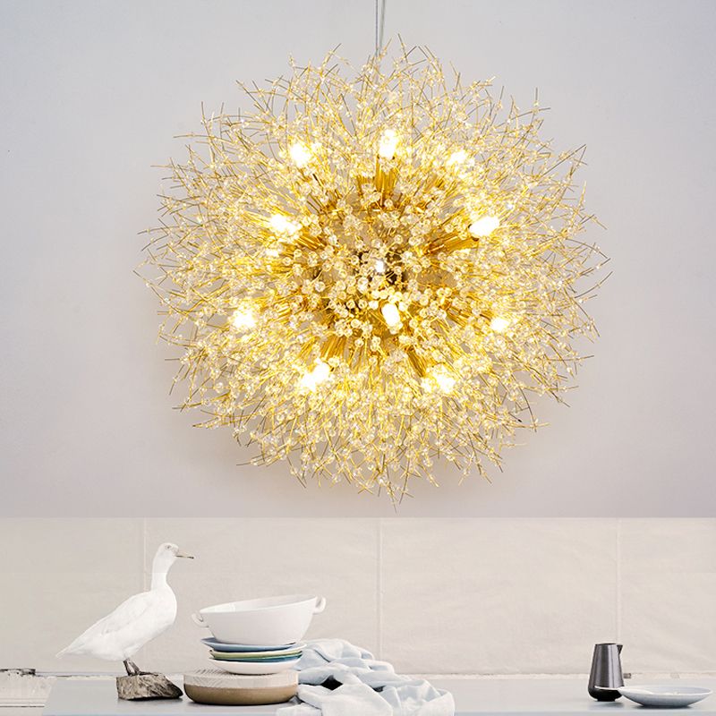 Contemporary Dandelion Hanging Light Metal Silver Finish Pendant Light for Cafe Restaurant