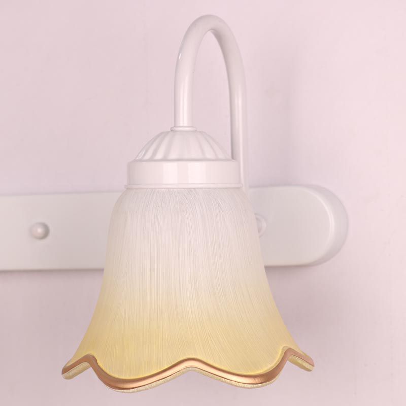 Traditional Simplicity Bell Vanity Sconce Lights Cream Glass Wall Mount Light Fixture for Bathroom