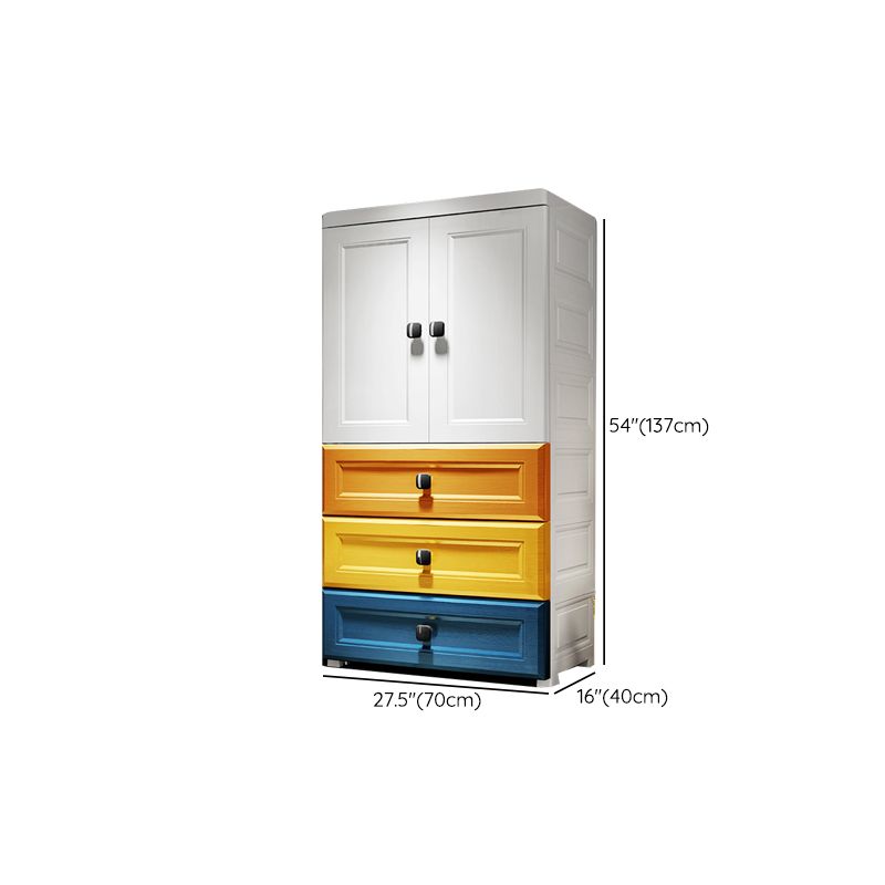 Contemporary Wardrobe Armoire Plastic Wardrobe Closet With Door and Drawer
