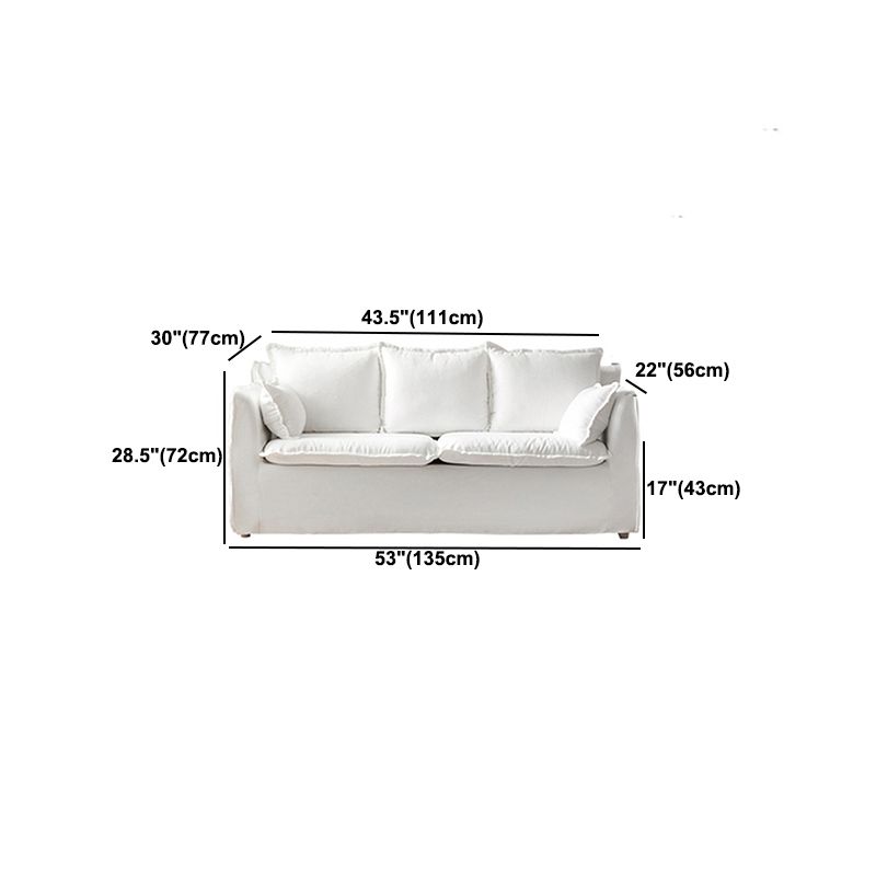 White Linen Contemporary Standard Square Arm Sofa for Living Room, Apartment