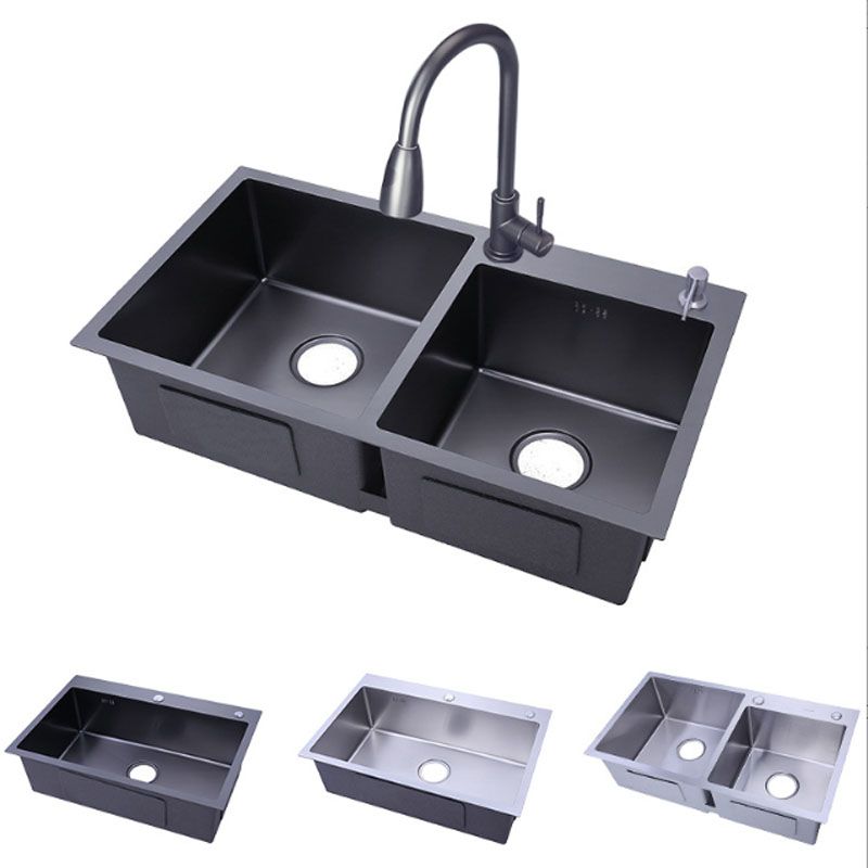 Modern Workstation Stainless Steel with Basket Strainer and Faucet Kitchen Sink