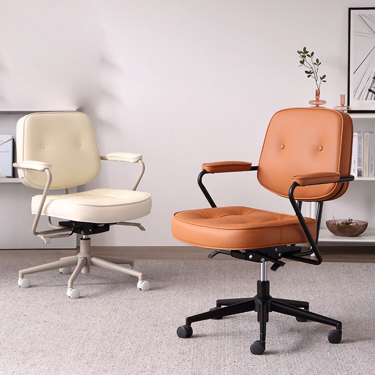 Contemporary Padded Arms Task Chair Leather Desk Chair for Office