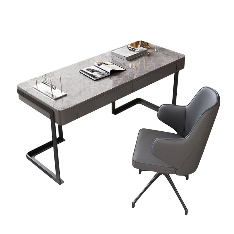 Stone Rectangle Writing Desk Modern Style Computer Desk in Gray