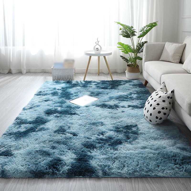 Minimalist Carpet Tie Dye Print Modern Polyester Carpet Non-Slip Backing Shag Rug for Living Room