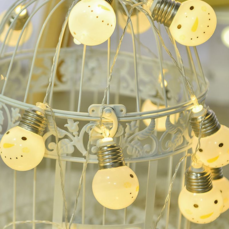 Contemporary Bulb Shape Battery String Light Girls Bedroom LED Fairy Lighting in White