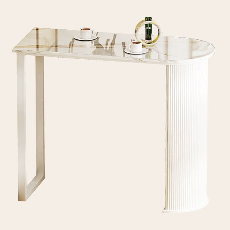 Modern Steel Bar Dining Table with Stone Top White Indoor Bistro Table Fixed Table