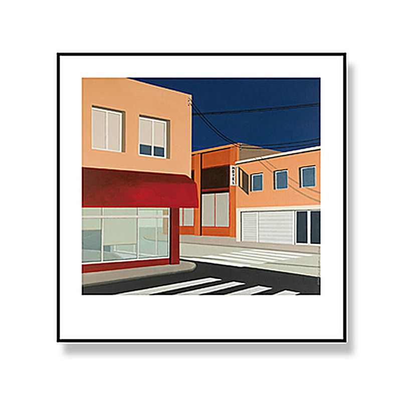 Scandinavian Wall Art Decor Orange City Architecture Canvas Print Square for Home