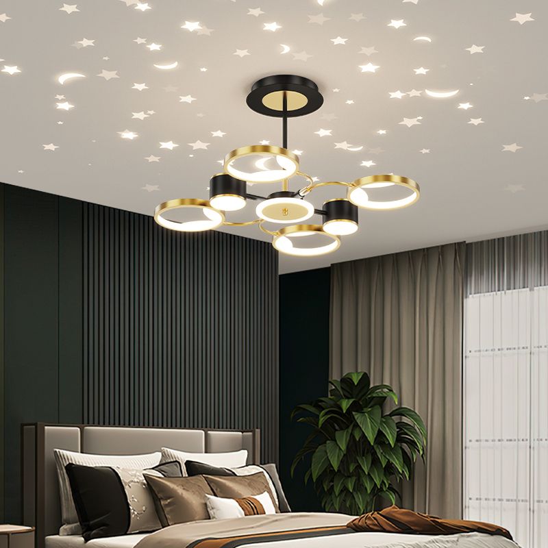 Geometry Shape Chandelier Modern Style Metal Multi Light Hanging Lamp for Bedroom