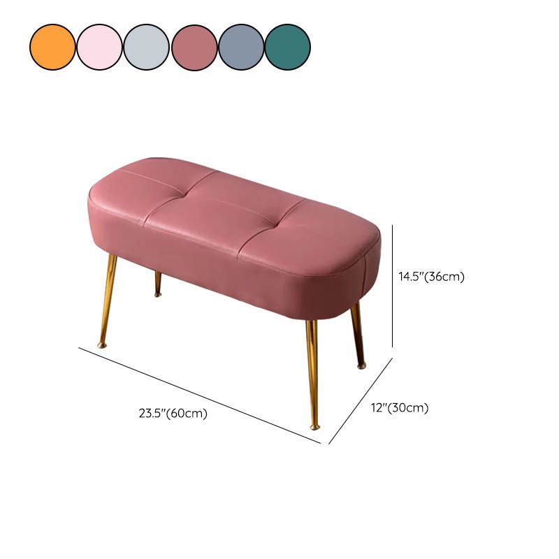 Glam Oval Seating Bench Cushioned Backless Entryway and Bedroom Bench