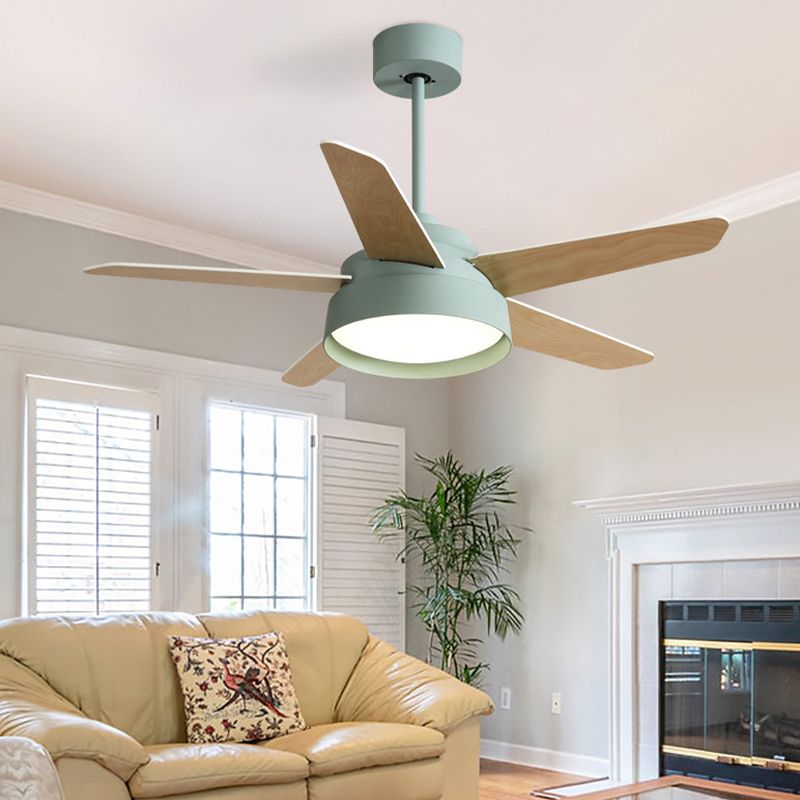 Modern Single Polished Ceiling Fan Lamp LED Shaded Ceiling Fan Light for Dining Room